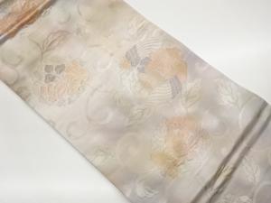 ふくれ織花輪に鳥・唐草模様織出し名古屋帯